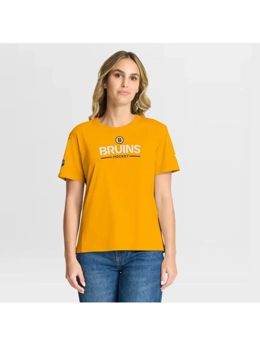 Женская золотая футболка Boston Bruins Authentic Pro Primary Fanatics — изображение 1 из 3, золото
