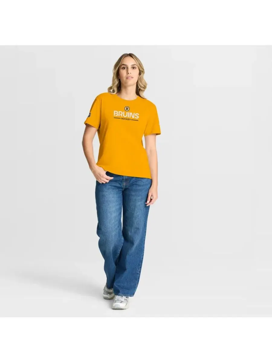 Женская золотая футболка Boston Bruins Authentic Pro Primary Fanatics — изображение 2 из 3, золото
