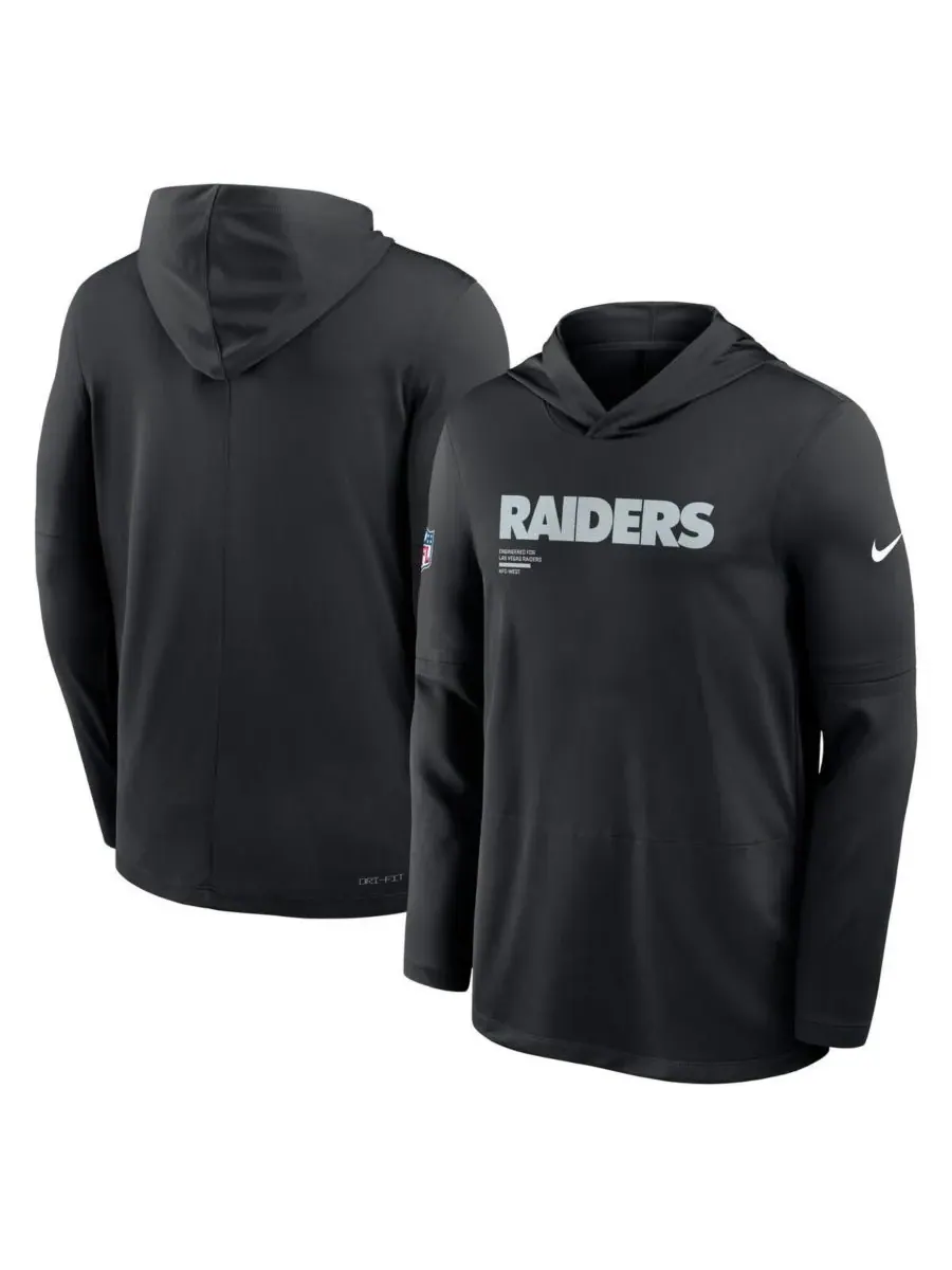 Nike Мужская черная толстовка с длинными рукавами Las Vegas Raiders Big Tall Sideline Performance — изображение 4 из 5