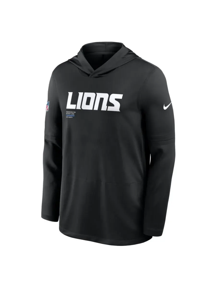 Nike Мужская черная толстовка с длинными рукавами Detroit Lions Big Tall Sideline Performance — изображение 2 из 2, черный