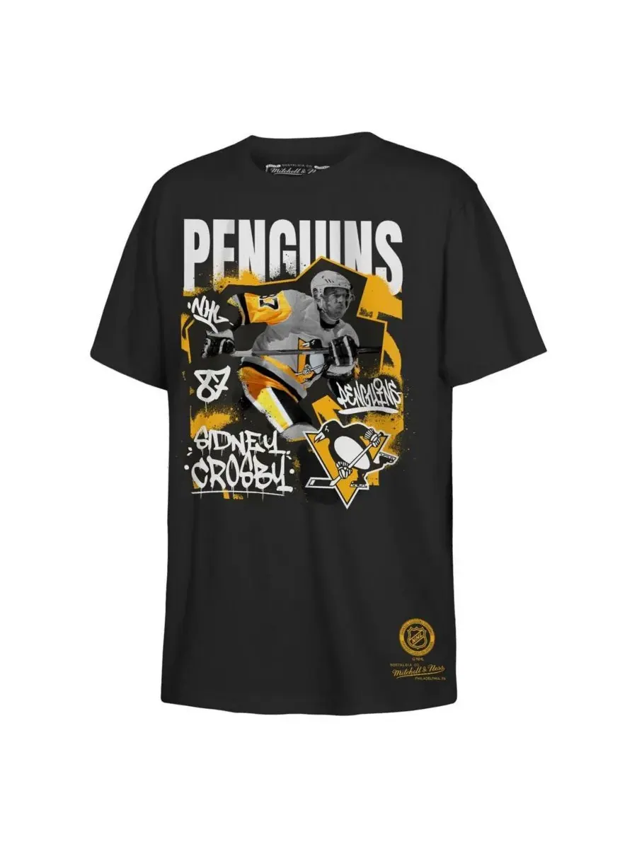 Mitchell & Ness Футболка с графическим изображением Сидни Кросби в черном цвете с символикой — изображение 2 из 3, черный