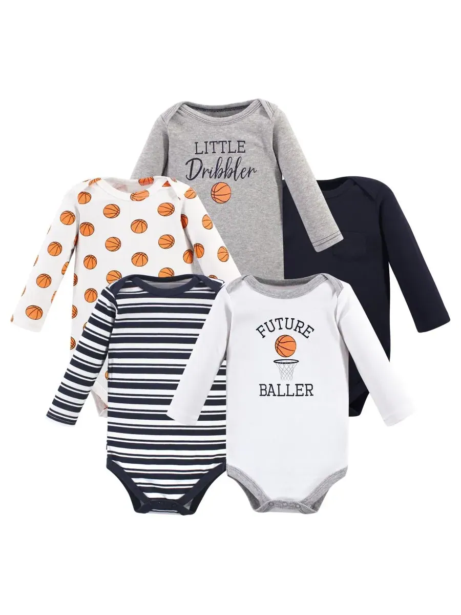 Комплект из 5 мягких хлопковых боди с длинными рукавами Hudson Baby, Basketball — изображение 1 из 4