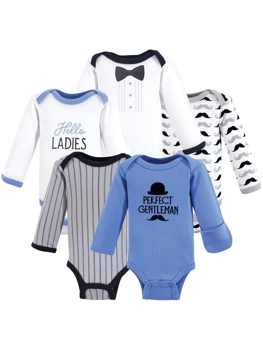 Комплект из 5 мягких хлопковых боди с длинными рукавами Hudson Baby, Perfect Gentleman — изображение 1 из 2