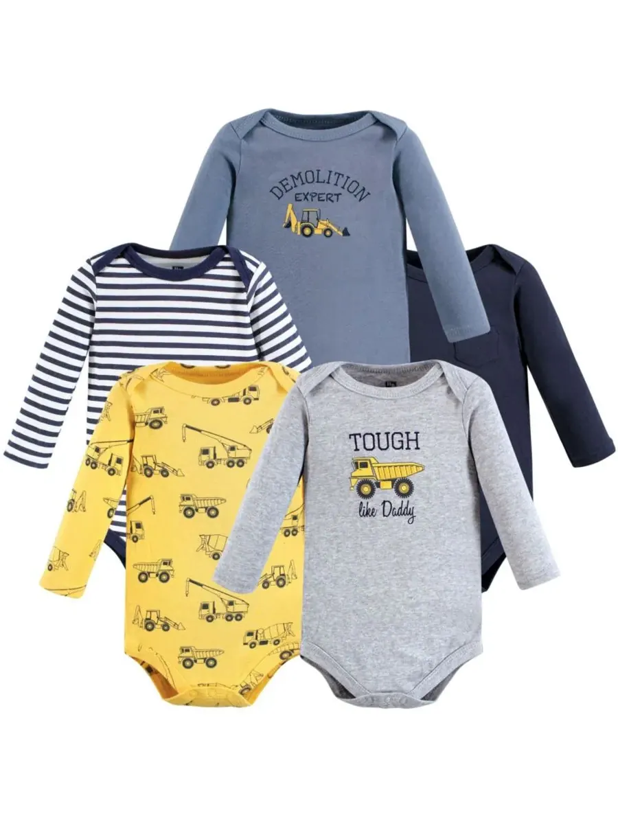 Комплект из 5 мягких хлопковых боди с длинными рукавами Hudson Baby, Construction — изображение 1 из 3