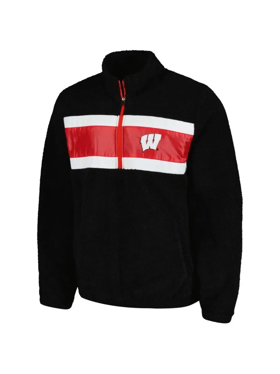 G-III Sports by Carl Banks Мужская черная футболка Wisconsin Badgers Pinch Runner с половинной — изображение 3 из 3, черный