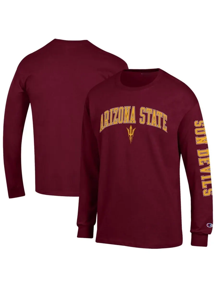 Champion Мужская бордовая футболка с длинным рукавом Arizona State Sun Devils Arch Over Logo 2-Hit — изображение 1 из 3