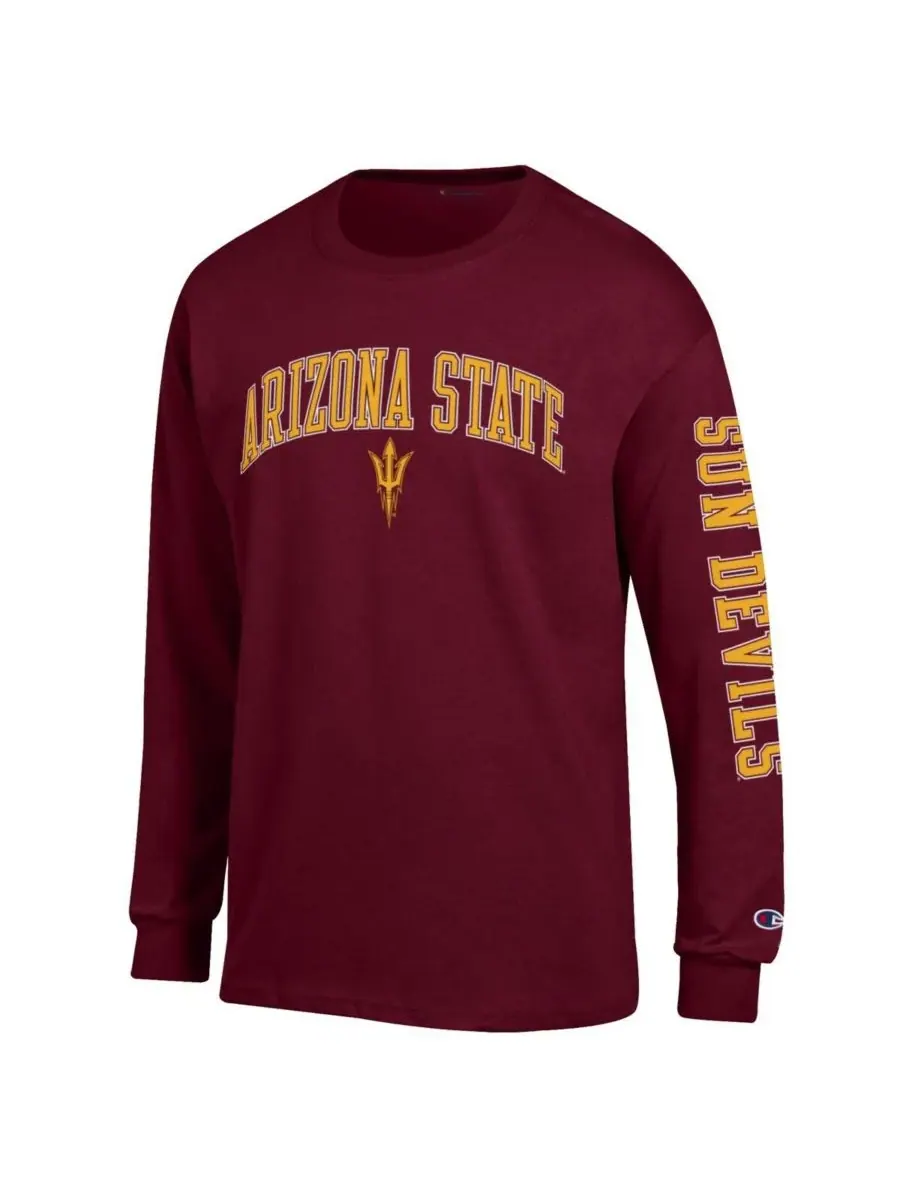 Champion Мужская бордовая футболка с длинным рукавом Arizona State Sun Devils Arch Over Logo 2-Hit — изображение 3 из 3