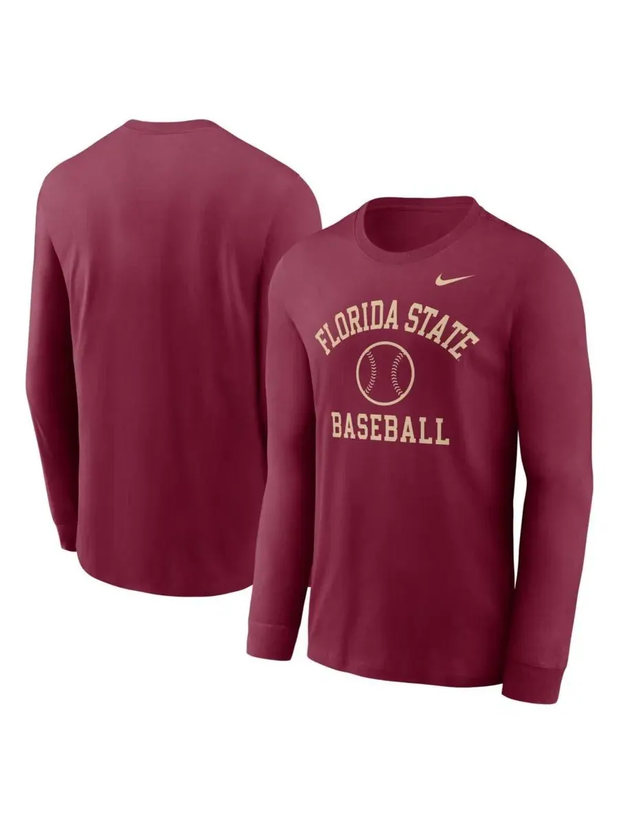 Мужская футболка с длинным рукавом Garnet Florida State Seminoles Essential Baseball Arch Nike — изображение 1 из 3, гранат