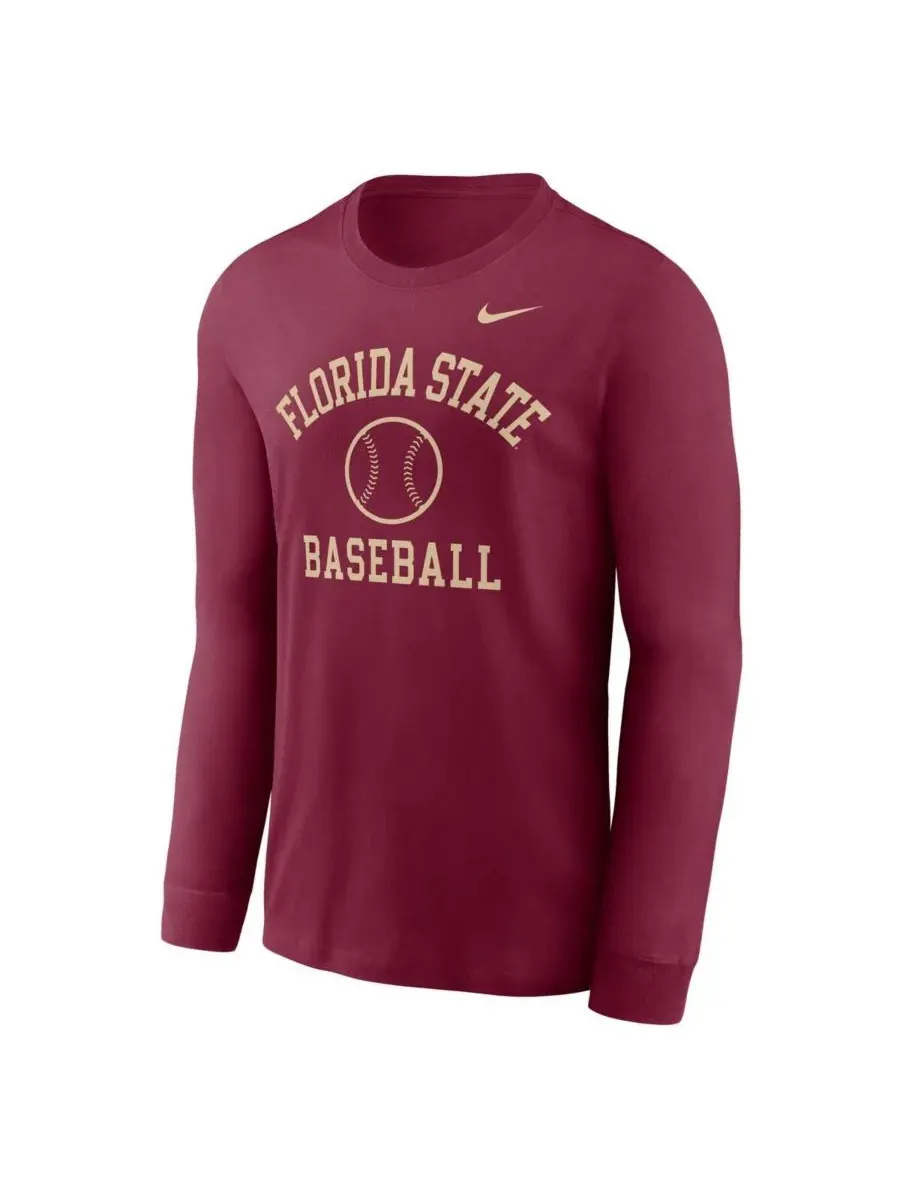 Мужская футболка с длинным рукавом Garnet Florida State Seminoles Essential Baseball Arch Nike — изображение 3 из 3, гранат