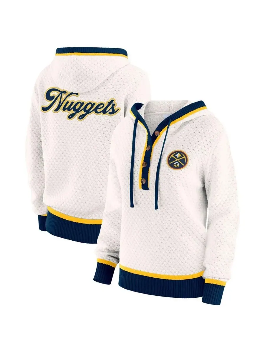 WEAR by Erin Andrews Женская белая толстовка большого размера с символикой команды Denver Nuggets — изображение 1 из 3, белый