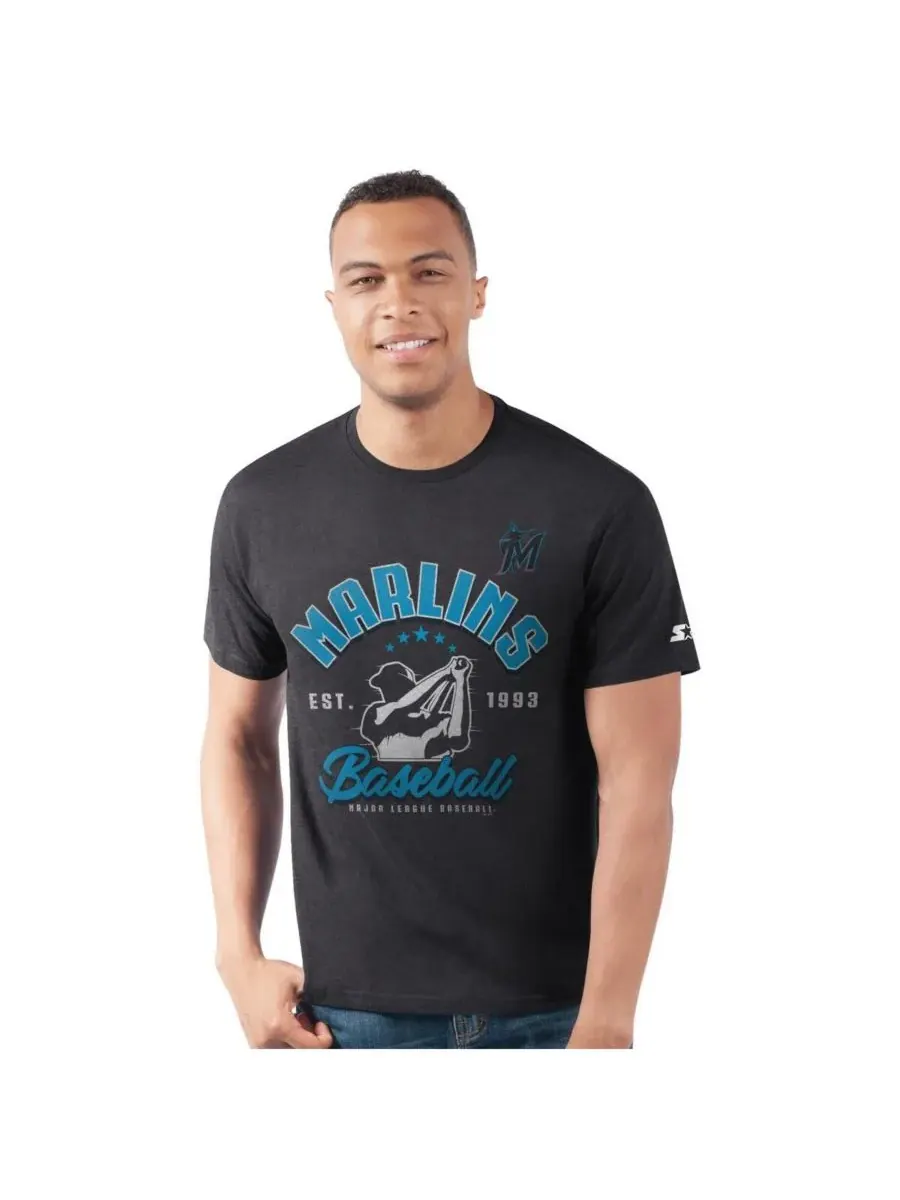Starter Мужская черная футболка Miami Marlins Prime Time Batter — изображение 1 из 2, черный