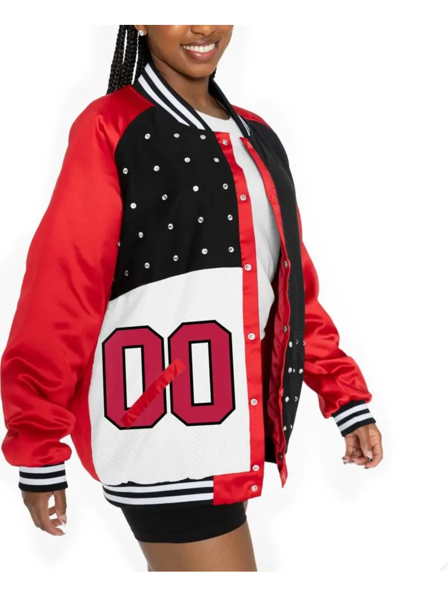 Gameday Couture Женская алая/черная куртка-бомбер San Francisco 49ers Oversized Hot Shot Rhinestone — изображение 3 из 5