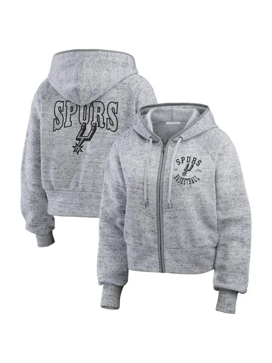 WEAR by Erin Andrews Женская толстовка на молнии серого цвета с логотипом San Antonio Spurs — изображение 1 из 3, серый