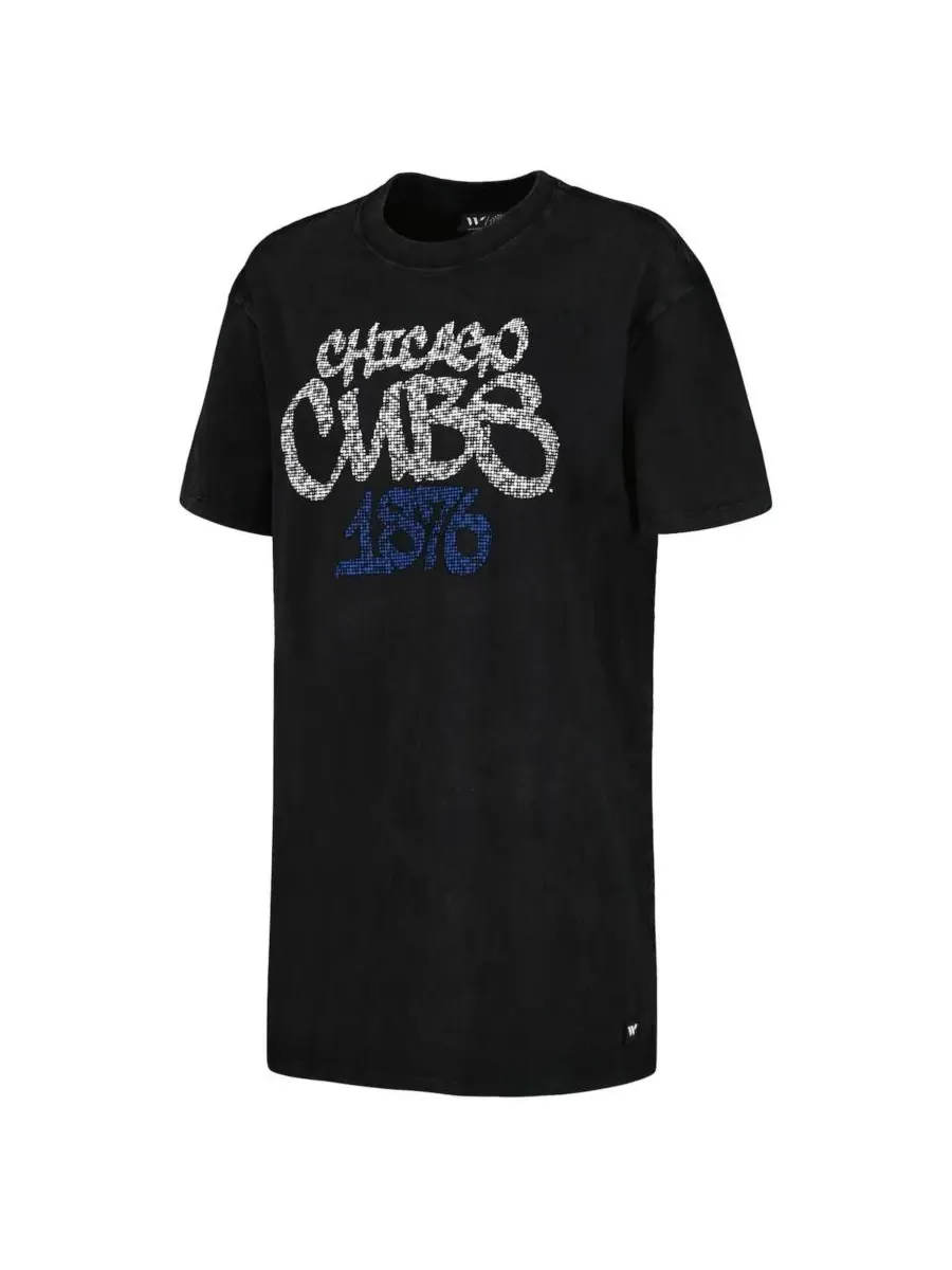 The Wild Collective Женское черное платье-футболка с символикой команды Chicago Cubs — изображение 2 из 3, черный