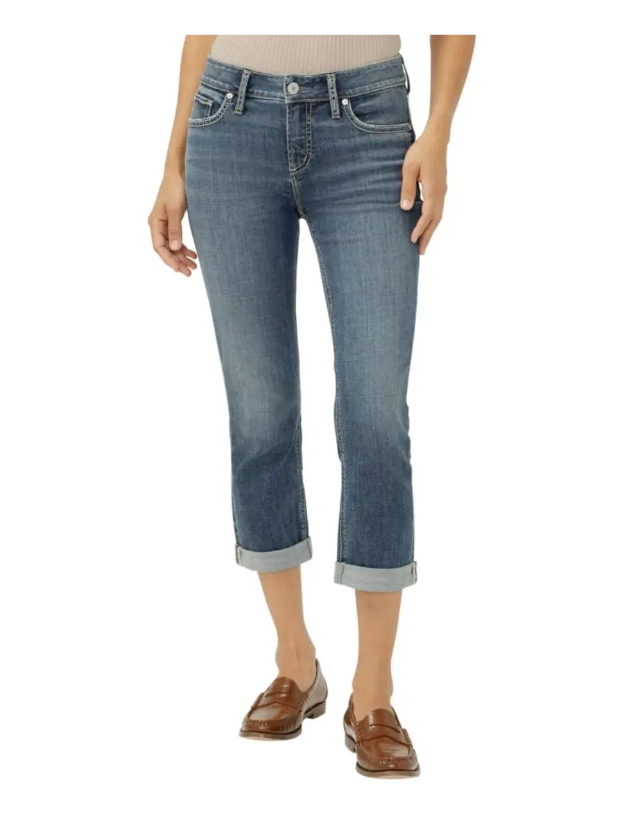 Женские джинсы-капри Elyse Mid-Rise Luxe Stretch с завышенной талией Silver Jeans Co., Beverly — изображение 1 из 4