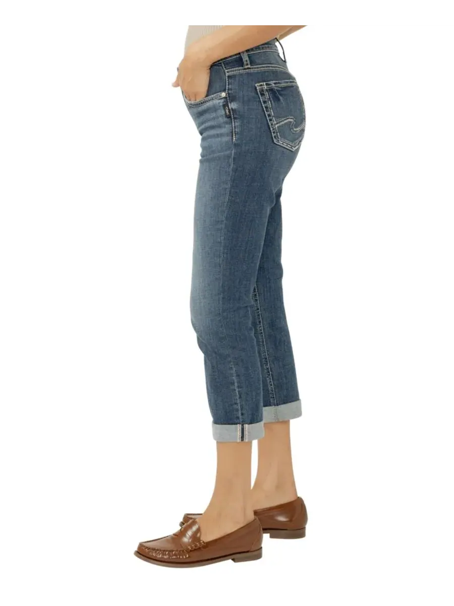 Женские джинсы-капри Elyse Mid-Rise Luxe Stretch с завышенной талией Silver Jeans Co., Beverly — изображение 2 из 4
