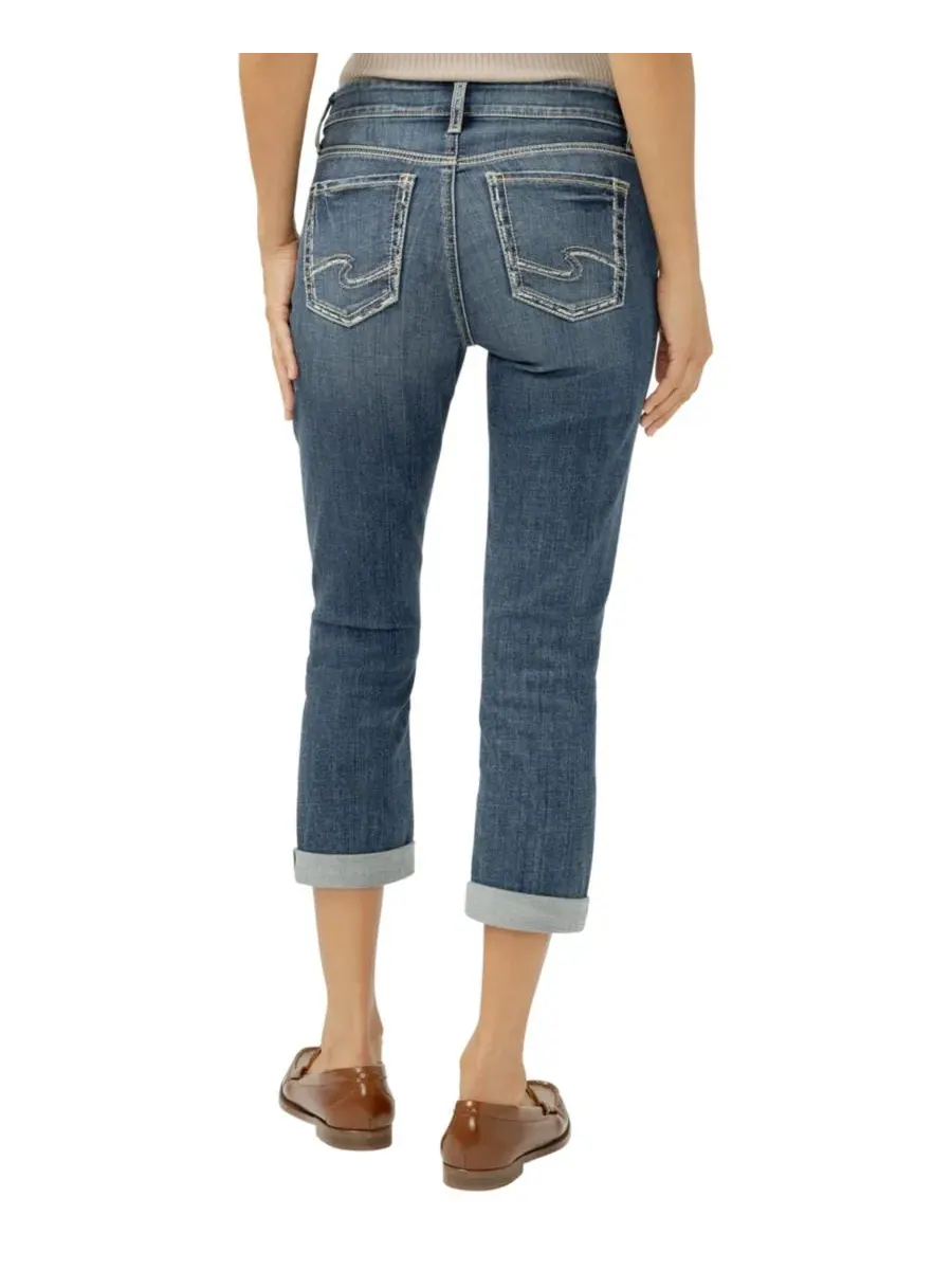 Женские джинсы-капри Elyse Mid-Rise Luxe Stretch с завышенной талией Silver Jeans Co., Beverly — изображение 4 из 4