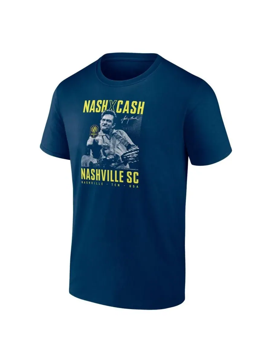 Fanatics Мужская темно-синяя футболка с изображением пальцев Nashville SC x Johnny Cash — изображение 2 из 3, темно-синий