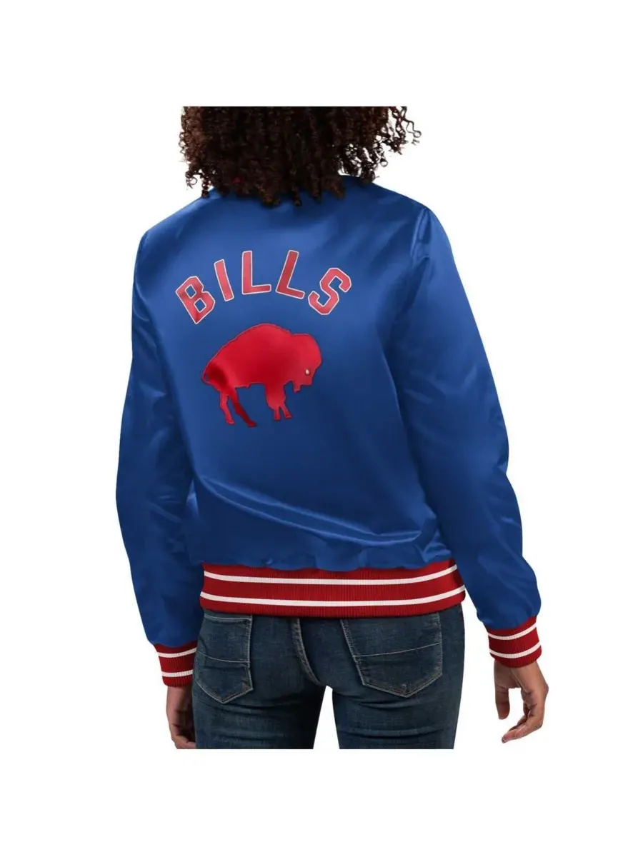 Женская атласная куртка-бомбер Royal Buffalo Bills с застежкой на все кнопки Starter — изображение 2 из 2, королевский