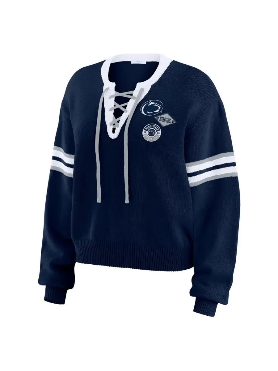 WEAR by Erin Andrews Женский темно-синий пуловер Penn State Nittany Lions на шнуровке — изображение 4 из 4