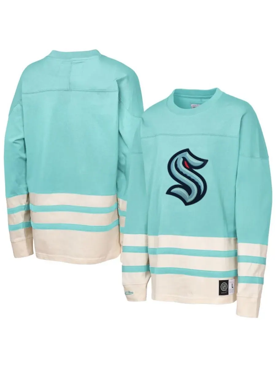 Mitchell & Ness Футболка с длинными рукавами Seattle Kraken Chainstitch Heavyweight светло-голубого — изображение 1 из 3