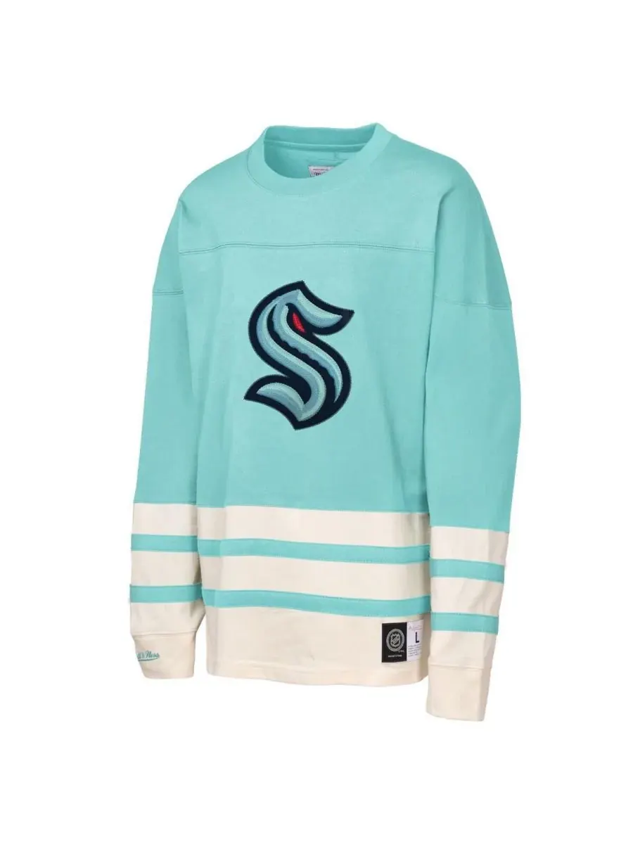 Mitchell & Ness Футболка с длинными рукавами Seattle Kraken Chainstitch Heavyweight светло-голубого — изображение 2 из 3