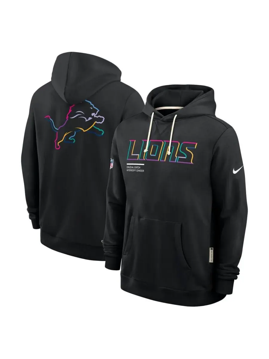 Nike Мужская черная толстовка Detroit Lions Tall 2025 NFL Crucial Catch Sideline Standard Issue — изображение 1 из 3, черный