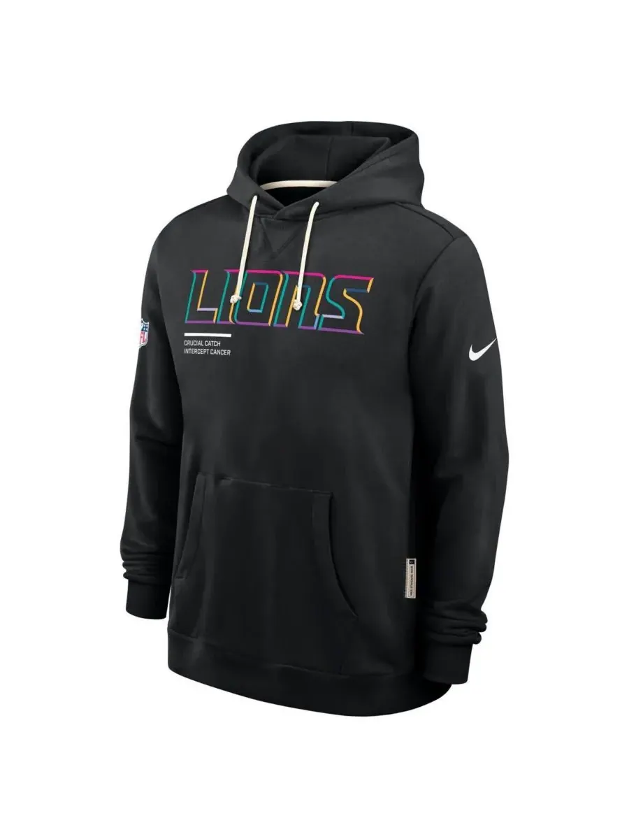 Nike Мужская черная толстовка Detroit Lions Tall 2025 NFL Crucial Catch Sideline Standard Issue — изображение 2 из 3, черный