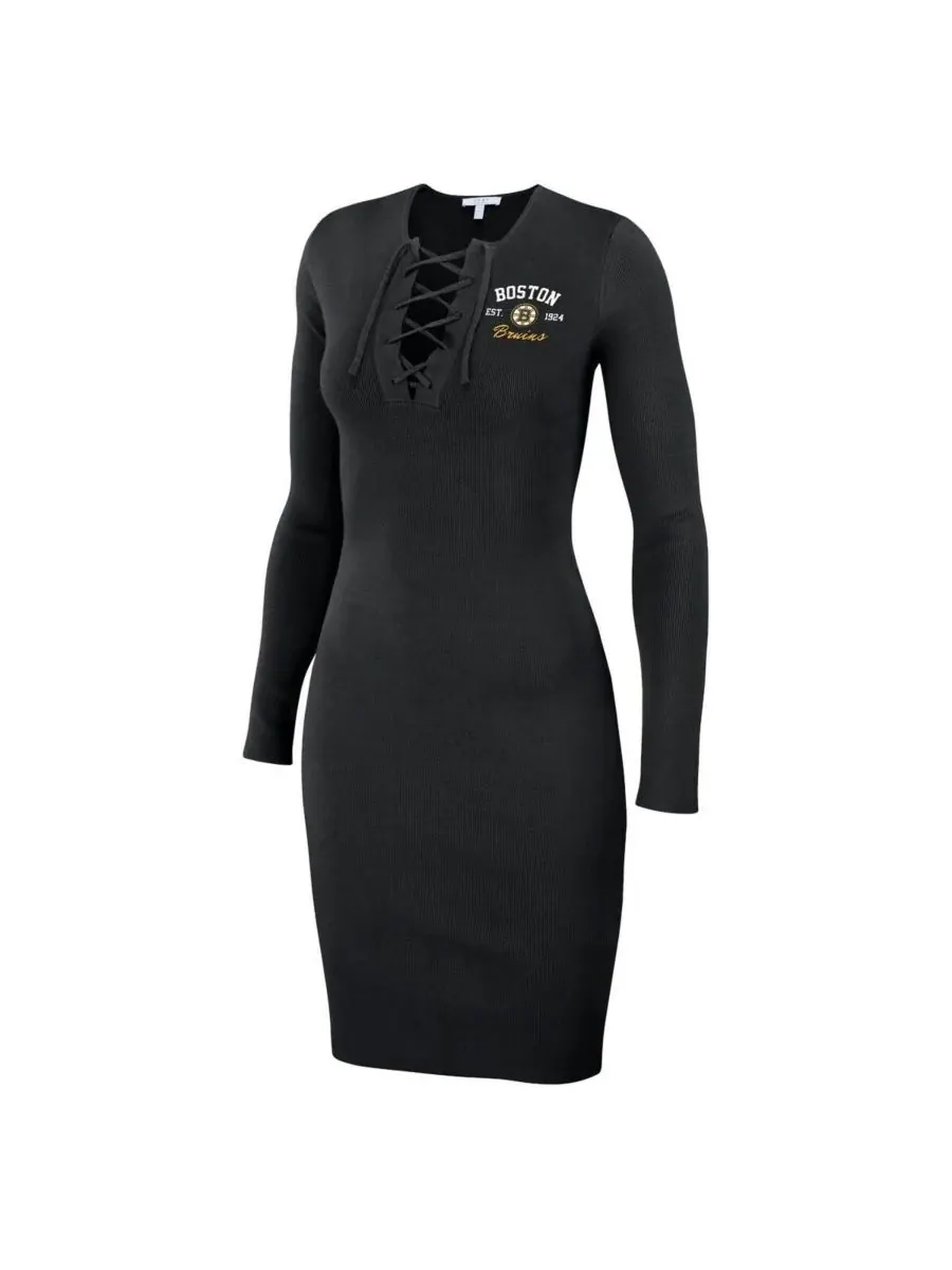 WEAR by Erin Andrews Женское черное платье Boston Bruins на шнуровке — изображение 3 из 3, черный