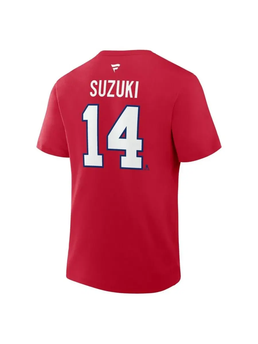 Мужская красная футболка Nick Suzuki Montreal Canadiens Authentic Stack с именем и номером игрока — изображение 3 из 3