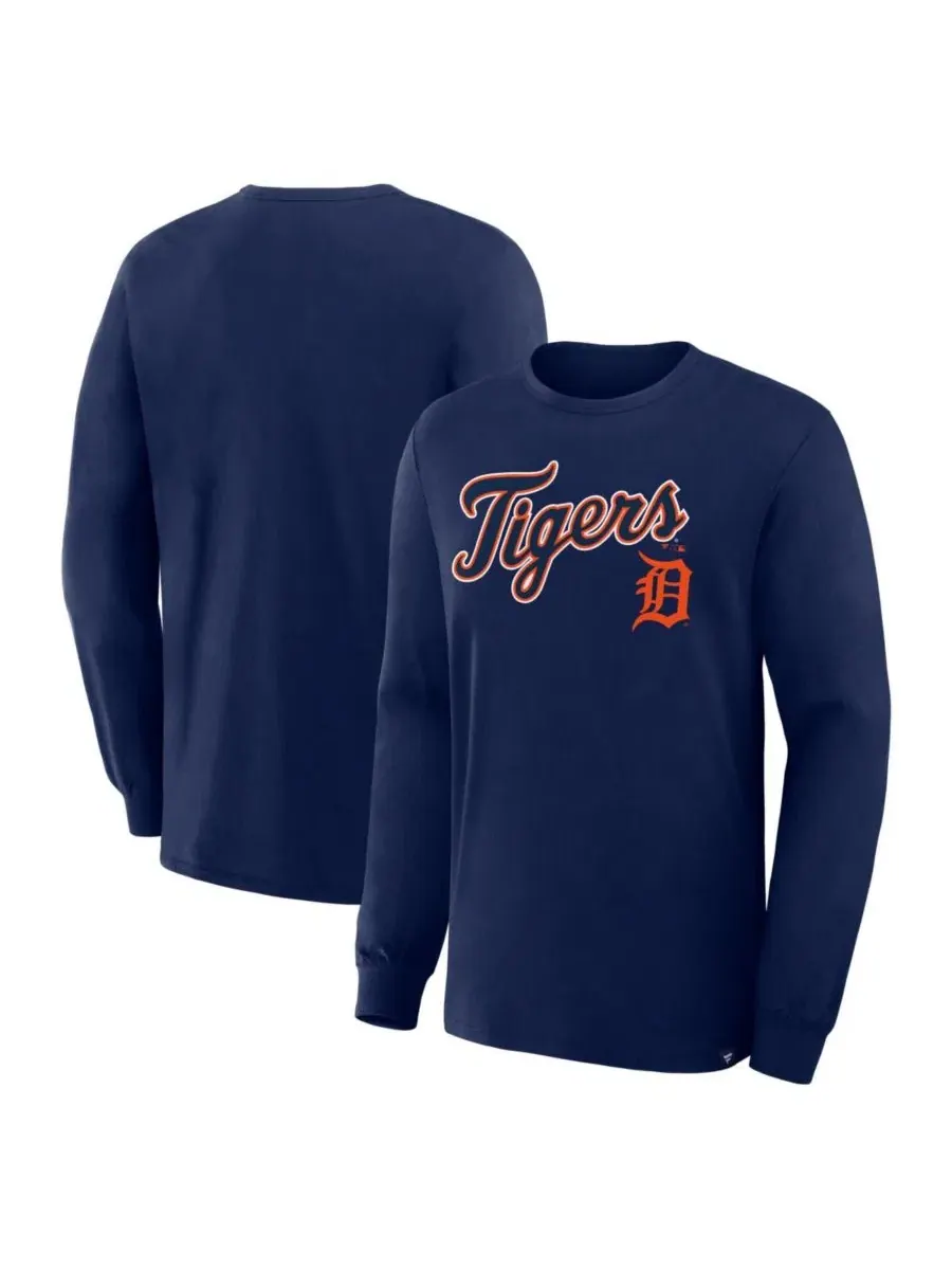 Мужская темно-синяя футболка с длинным рукавом Detroit Tigers Lock-Up Legacy Fanatics — изображение 1 из 3, темно-синий