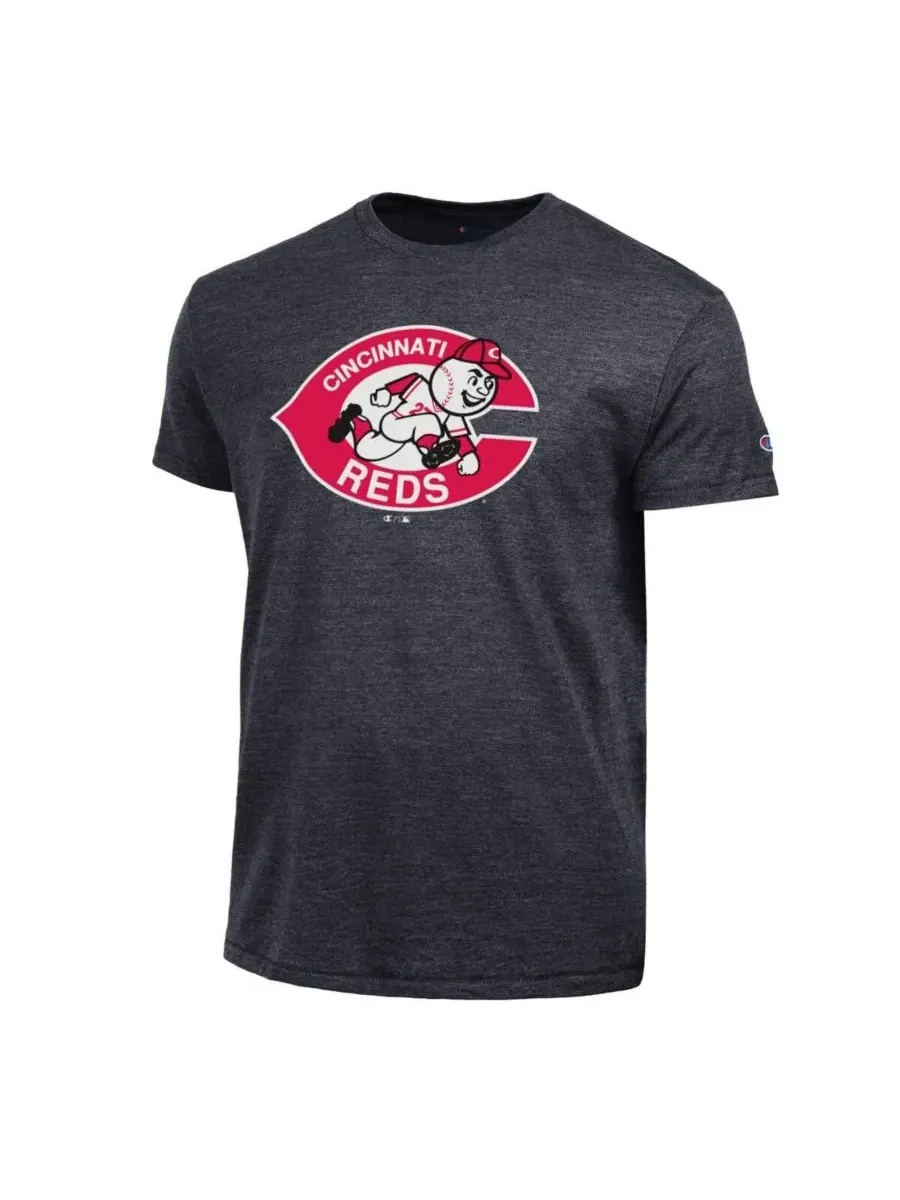 Мужская черная футболка Cincinnati Reds с логотипом Cooperstown, выполненная из смешанной ткани — изображение 3 из 3, черный