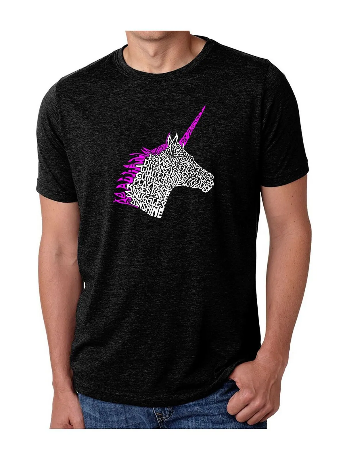 Мужская футболка premium word art - unicorn LA Pop Art — изображение 1 из 3, серый