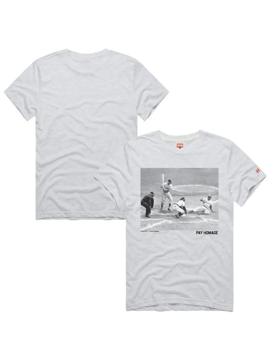 Мужская футболка Jackie Robinson Ash Brooklyn Dodgers Cooperstown Collection Pay Homage Player — серый