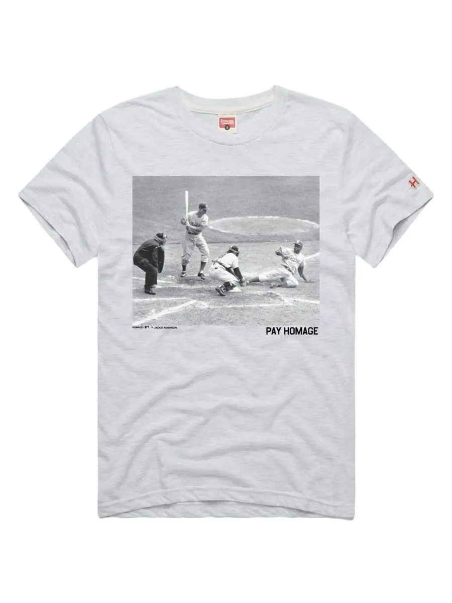Мужская футболка Jackie Robinson Ash Brooklyn Dodgers Cooperstown Collection Pay Homage Player — изображение 2 из 3