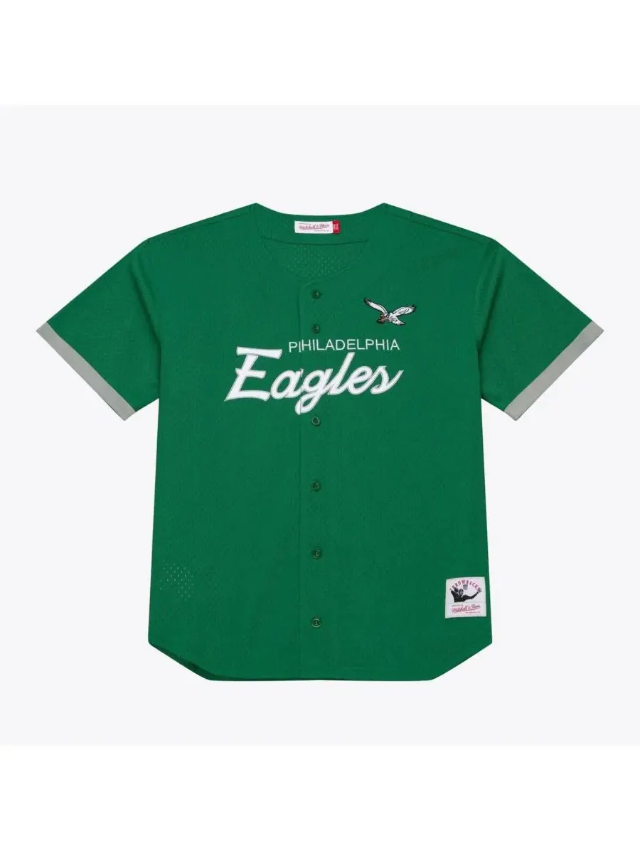 Мужская футболка Philadelphia Eagles Head Coach Mesh Full-Button Fashion Jersey ярко-зеленого цвета — изображение 1 из 4