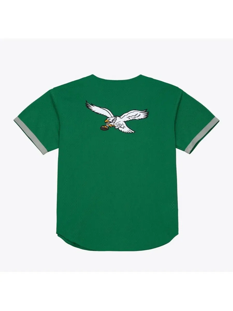 Мужская футболка Philadelphia Eagles Head Coach Mesh Full-Button Fashion Jersey ярко-зеленого цвета — изображение 2 из 4