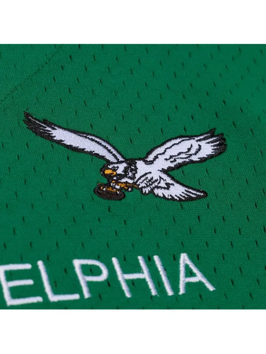 Мужская футболка Philadelphia Eagles Head Coach Mesh Full-Button Fashion Jersey ярко-зеленого цвета — изображение 4 из 4