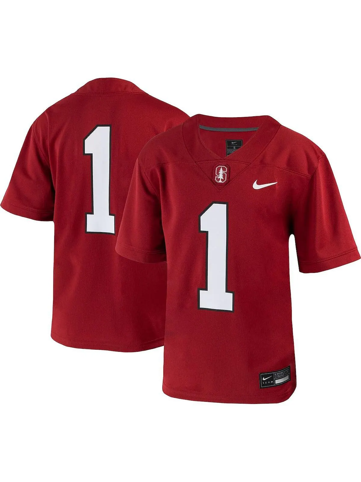 Футбольная майка Big Boys # 1 Crimson Stanford Cardinal Untouchable Nike — изображение 1 из 3, красный