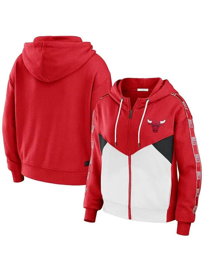 Женская худи с молнией во всю длину Red Chicago Bulls в стиле колор-блок WEAR by Erin Andrews — изображение 1 из 3, красный