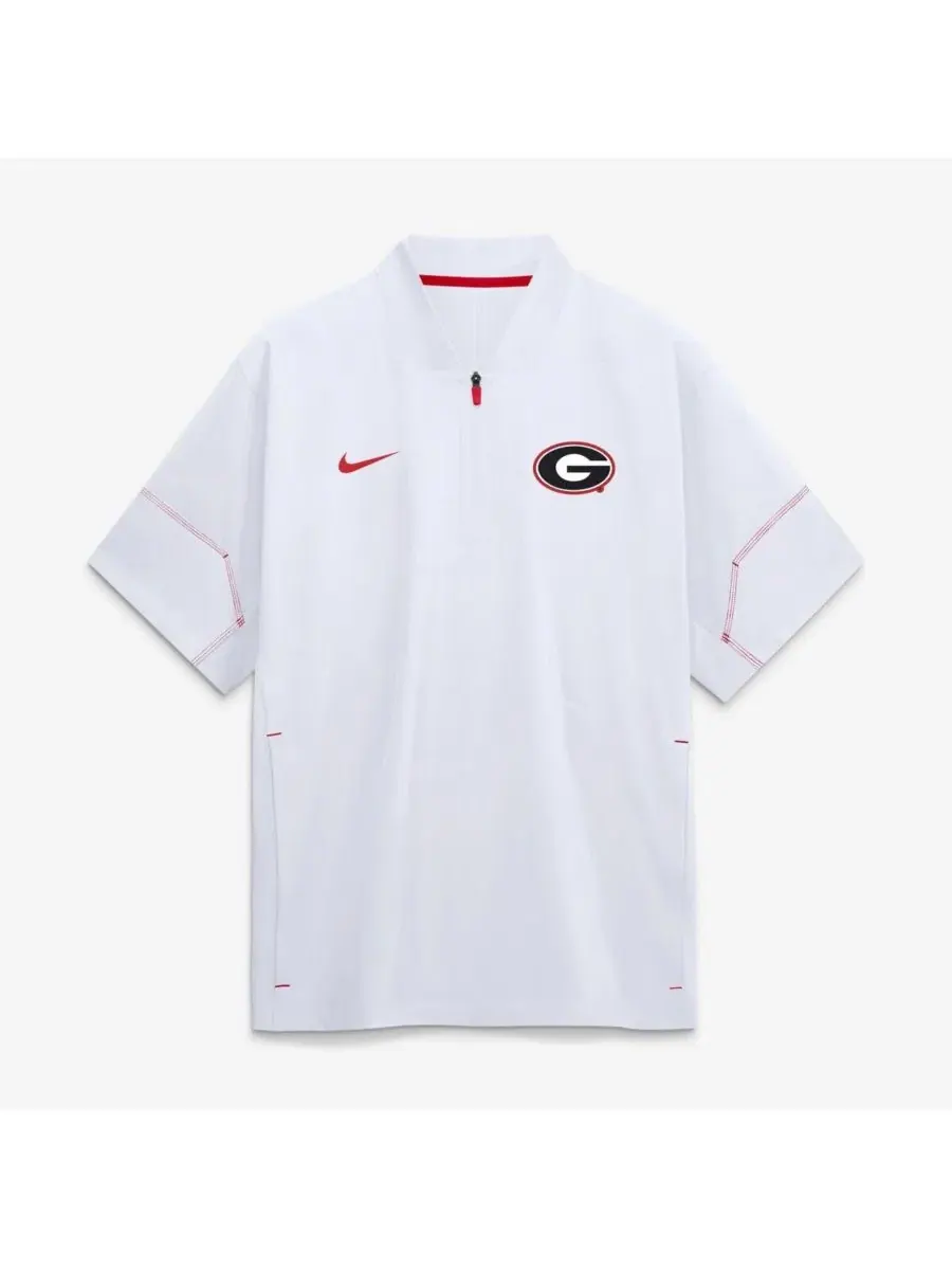 Куртка-тренч тренерская Nike Georgia Bulldogs 2026 Sideline Short Sleeve Quarter-Zip Coach Jacket — изображение 1 из 2, белый