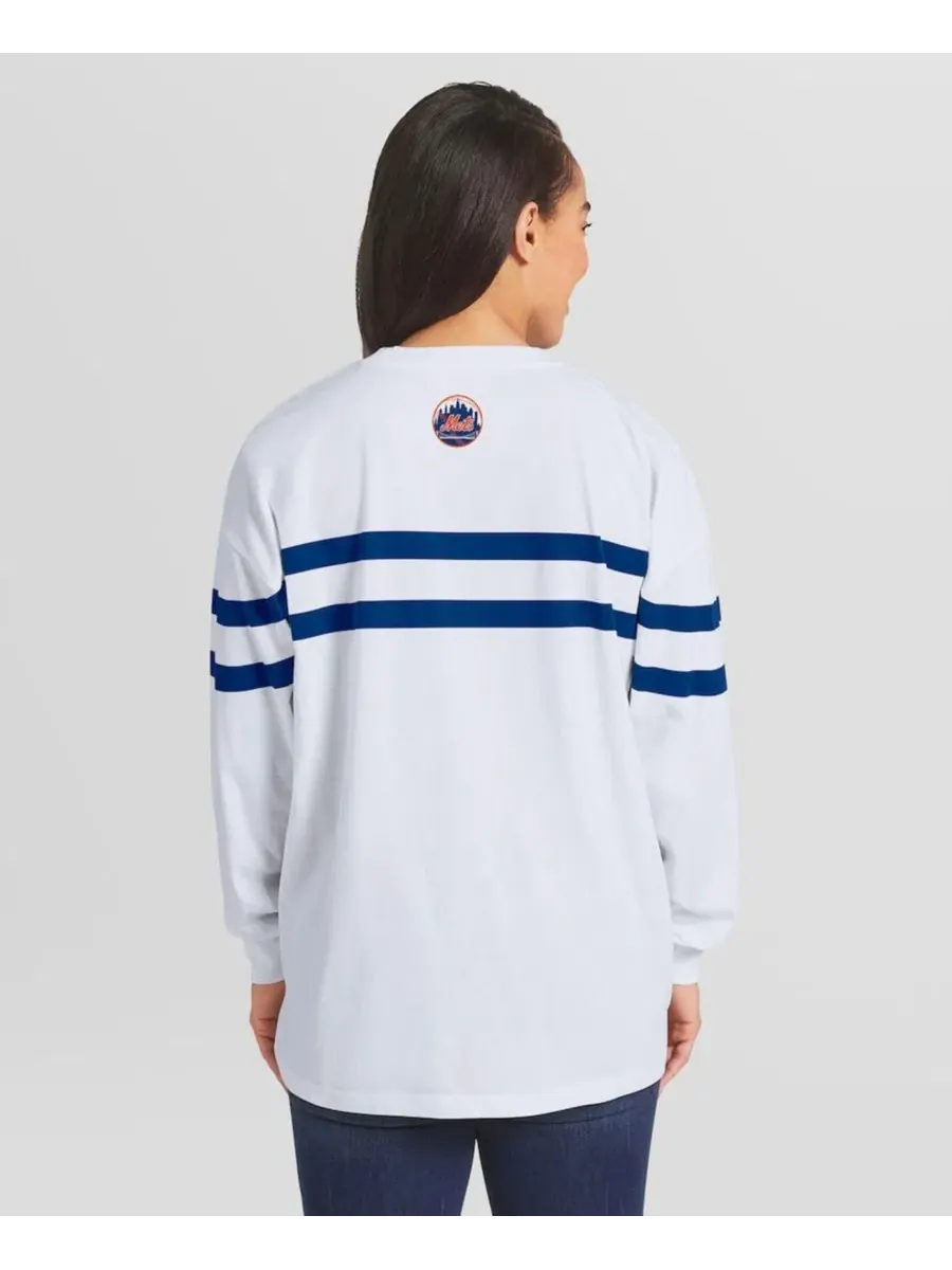 Футболка оверсайз с длинным рукавом и полосами New York Mets WEAR by Erin Andrews — изображение 4 из 4, белый