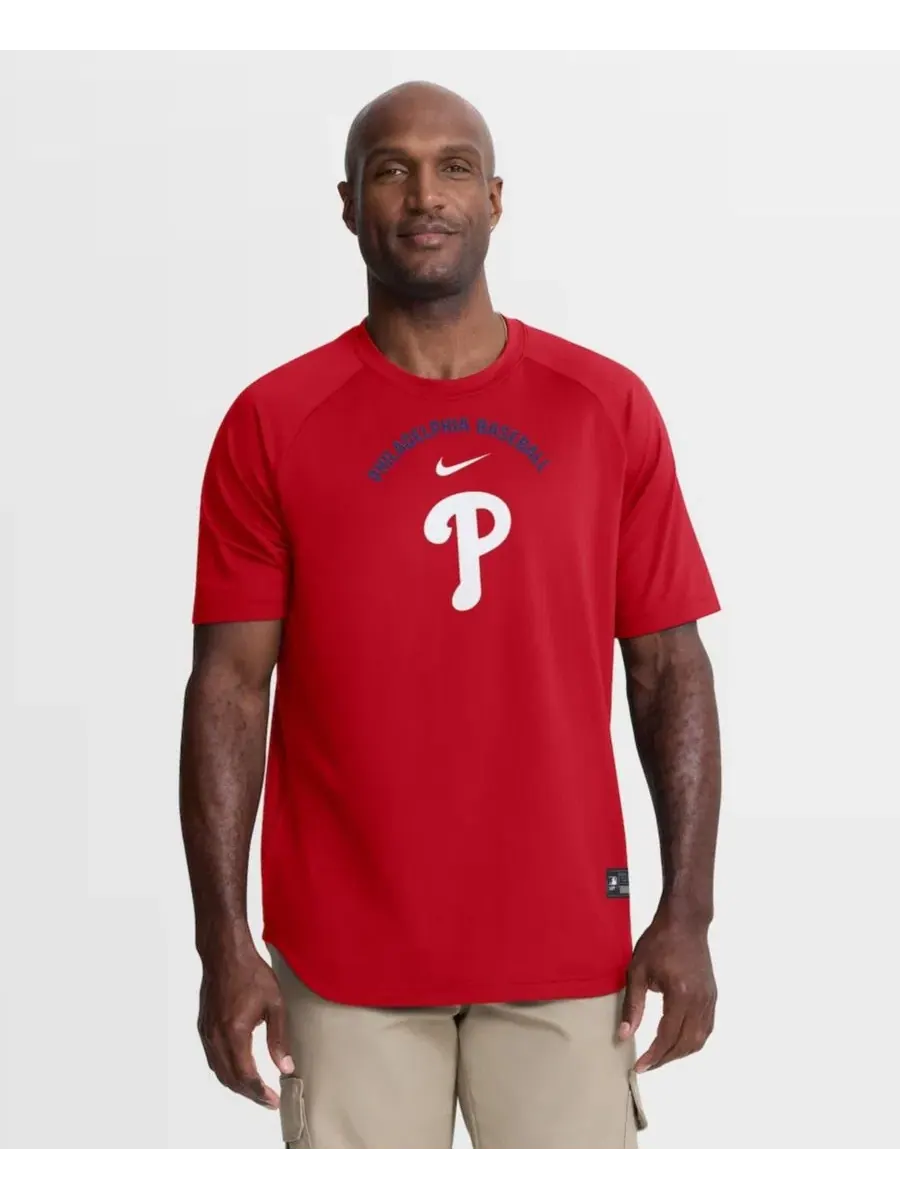 Футболка с регланом и длинным рукавом Philadelphia Phillies Nike — изображение 1 из 4, красный