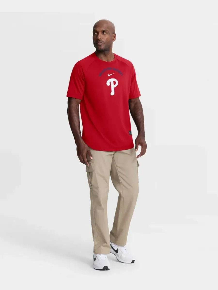 Футболка с регланом и длинным рукавом Philadelphia Phillies Nike — изображение 4 из 4, красный