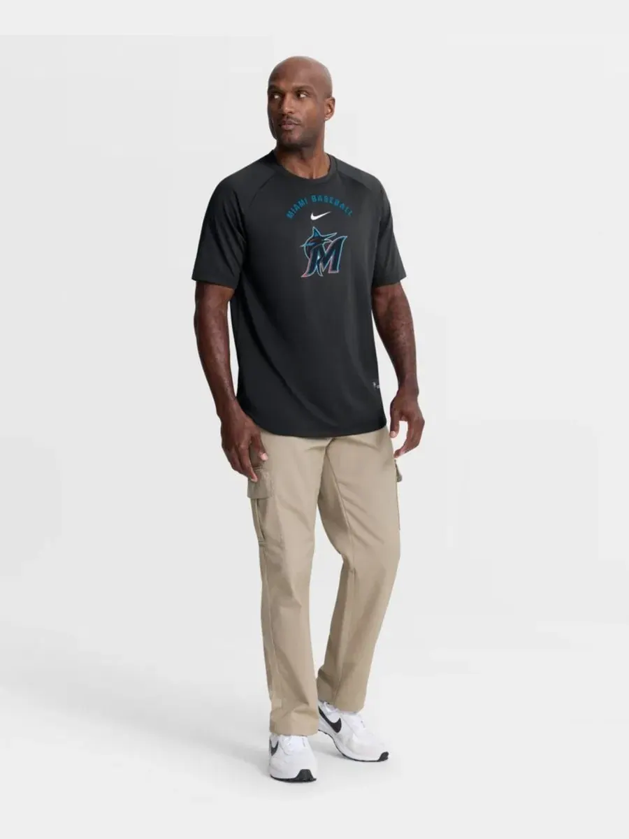 Футболка с регланом и технологией Dri-FIT Miami Marlins Nike — изображение 4 из 4, черный