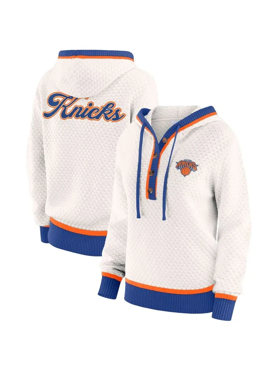 Худи-свитер с капюшоном, с длинным рукавом, New York Knicks WEAR by Erin Andrews — изображение 1 из 5, бежевый