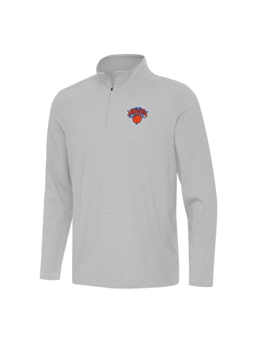 Свитшот с четверть-застежкой New York Knicks Twine Quarter-Zip Antigua — изображение 1 из 1, серый