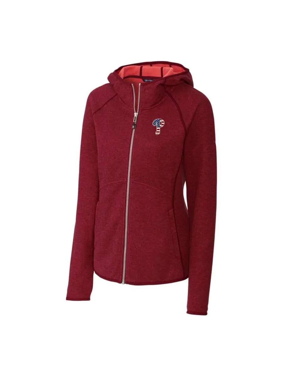 Худи с полной застежкой-молнией Americana Logo Mainsail Sweater-Knit Cutter & Buck — изображение 3 из 3, красный
