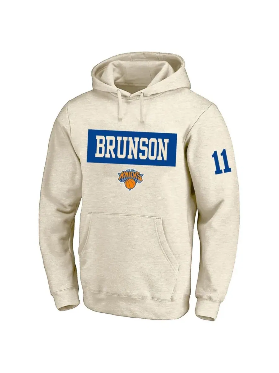 Худи с принтом Jalen Brunson Cream New York Knicks Big & Tall Name & Number Profile — изображение 2 из 3, бежевый