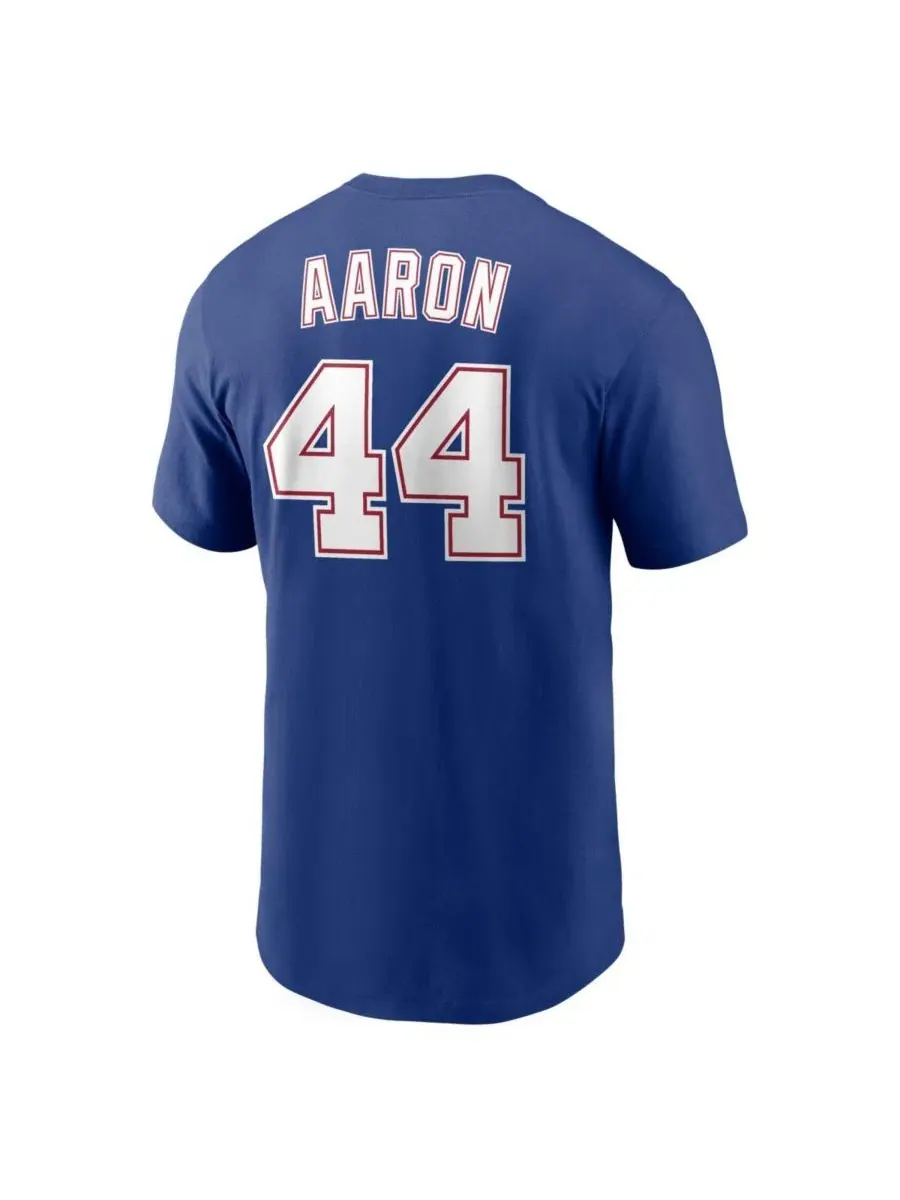 Футболка с принтом Hank Aaron Royal Atlanta Braves Cooperstown Collection Name & Number Nike — изображение 3 из 3